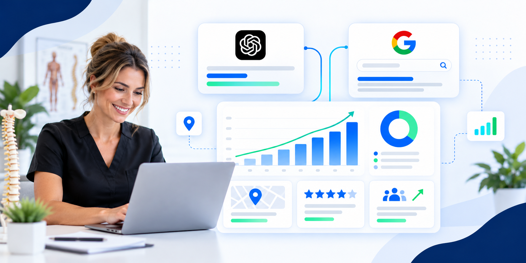 Chiropractor checking their  AI visibility on ChatGPT and Google 
